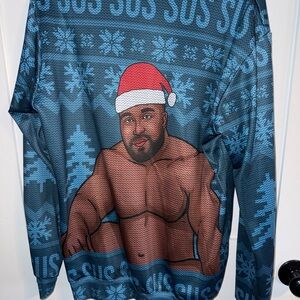 Festive Blue Graphic Christmas Shirt